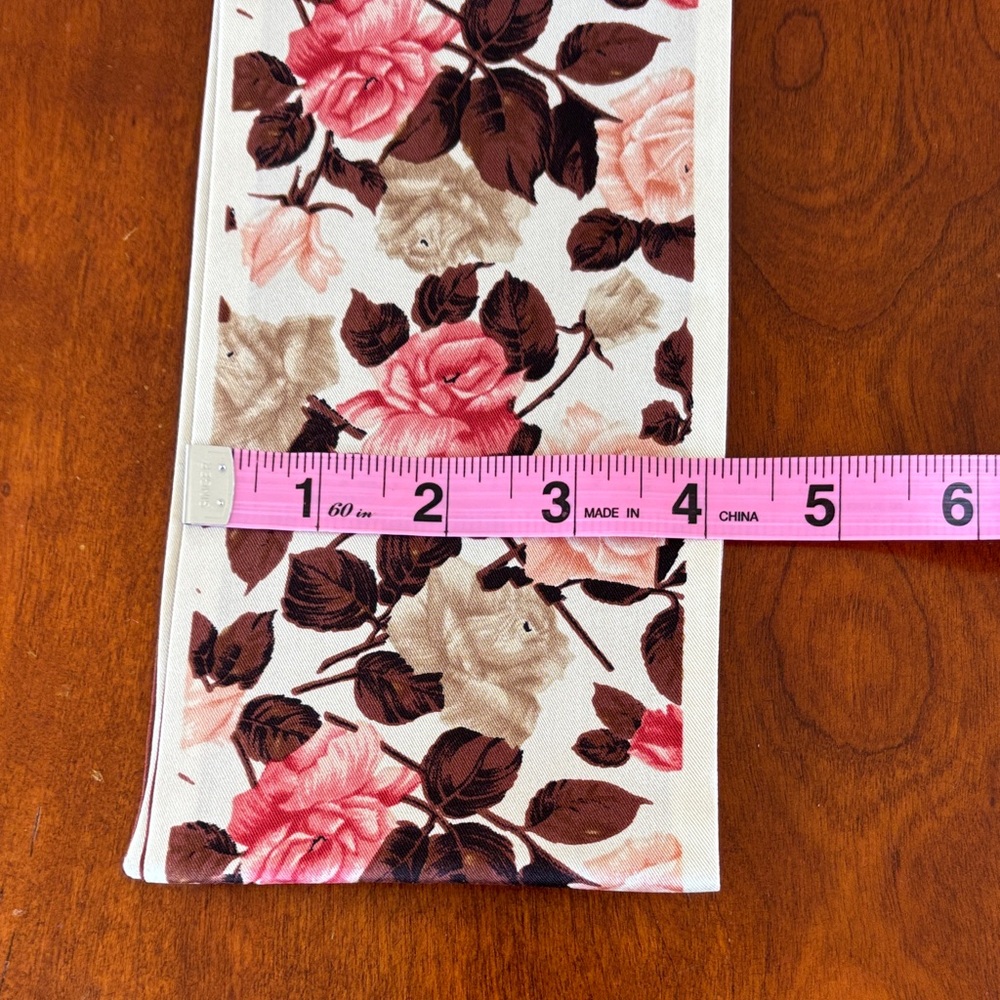 Talbots Pink and Brown Floral Sash, Skinny Silk Scarf NWT - Picture 3 of 3